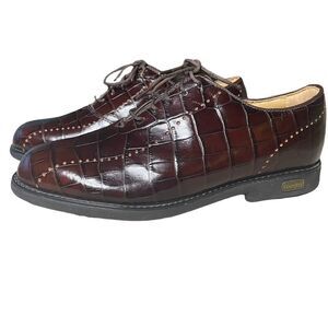 FootJoy Soft Spike Europa Golf Shoes Brown Croc Leather Sneakers Womens 7.5